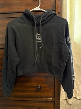 Hollister Black Hoodie with White Sun Embroidery